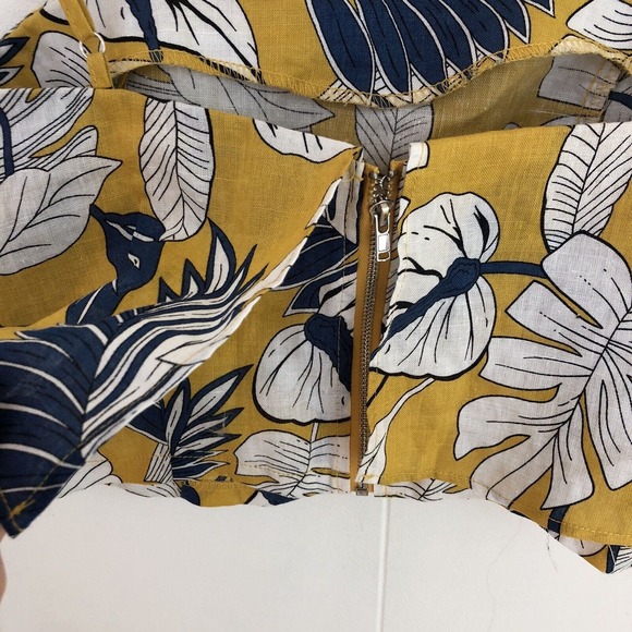 L’ATISTE Tropical Palm Crop Tank Top Spaghetti Strap Yellow White Women’s Small‎ - Picture 8 of 11